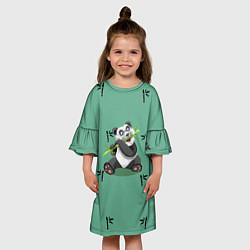 Платье клеш для девочки Пандовая семья - Папа, цвет: 3D-принт — фото 2