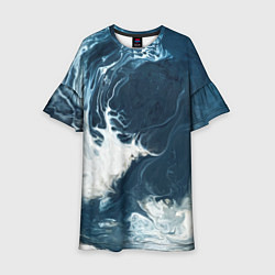 Платье клеш для девочки Texture of dark waves, цвет: 3D-принт