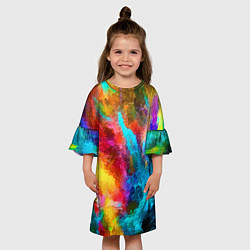 Платье клеш для девочки Цветные всплески Экспрессионизм Абстракция Color S, цвет: 3D-принт — фото 2