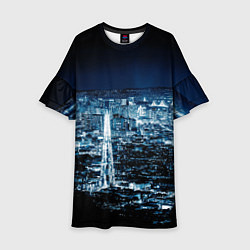 Платье клеш для девочки Ночной город night city, цвет: 3D-принт
