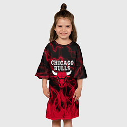 Платье клеш для девочки CHICAGO BULLS ЧИКАГО БУЛЛС МОЛНИИ, цвет: 3D-принт — фото 2