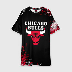 Платье клеш для девочки Чикаго Буллз Chicago Bulls Огонь, цвет: 3D-принт