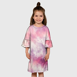 Платье клеш для девочки Абстракция розовое небо, цвет: 3D-принт — фото 2