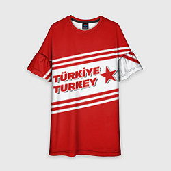 Платье клеш для девочки Надпись Турция на турецком и английском языках, цвет: 3D-принт