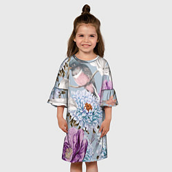 Платье клеш для девочки Цветы Чудесный Весенний Узор, цвет: 3D-принт — фото 2