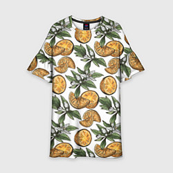 Платье клеш для девочки Узор из тропических апельсинов, цвет: 3D-принт