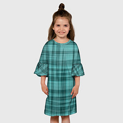 Платье клеш для девочки Клетчатый узор цвета морской волны checkered patte, цвет: 3D-принт — фото 2