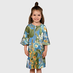 Платье клеш для девочки Цветы Радужный Сад, цвет: 3D-принт — фото 2