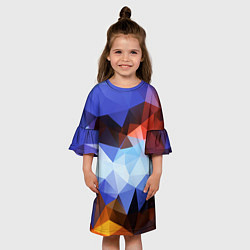 Платье клеш для девочки Абстрактный цветной узор из треугольников Abstract, цвет: 3D-принт — фото 2