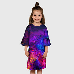 Платье клеш для девочки Цветные неоновые разводы на воде Авангард Colored, цвет: 3D-принт — фото 2