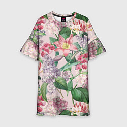 Платье клеш для девочки Цветы Розовые Лилии и Сирень, цвет: 3D-принт