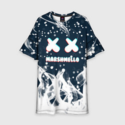 Платье клеш для девочки Marshmello белый огонь, цвет: 3D-принт