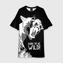 Платье клеш для девочки Cougar Born be wild!, цвет: 3D-принт