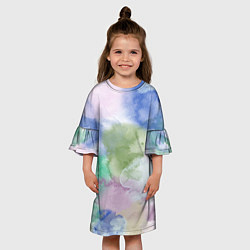 Платье клеш для девочки Акварельная текстура, цвет: 3D-принт — фото 2