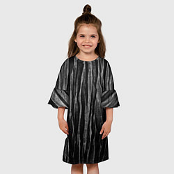 Платье клеш для девочки Полосы чорные серые роизвольные random black strip, цвет: 3D-принт — фото 2