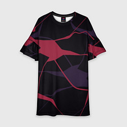 Платье клеш для девочки Розово-сиреневые линии, цвет: 3D-принт