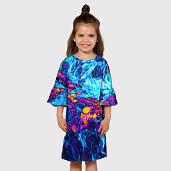 Платье клеш для девочки Взрыв Неона Fluid Explosion Неон, цвет: 3D-принт — фото 2