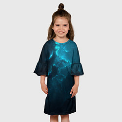 Платье клеш для девочки Облака и звезды, цвет: 3D-принт — фото 2
