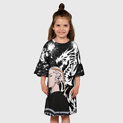Платье клеш для девочки ДРАКЕН И БЕЛЫЙ ДРАКОН - ТОСВА, цвет: 3D-принт — фото 2