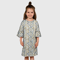 Платье клеш для девочки Бежевые светлые узоры, цвет: 3D-принт — фото 2