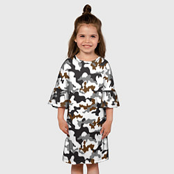Платье клеш для девочки Камуфляж Чёрно-Белый Camouflage Black-White, цвет: 3D-принт — фото 2