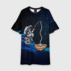 Платье клеш для девочки Космонавт - рыбак, цвет: 3D-принт