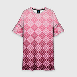 Платье клеш для девочки Розовый геометрический градиентный узор, цвет: 3D-принт