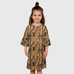 Платье клеш для девочки Абстрактные объемные листочки, цвет: 3D-принт — фото 2