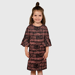 Платье клеш для девочки Стена из кирпича терракотового цвета Лофт, цвет: 3D-принт — фото 2