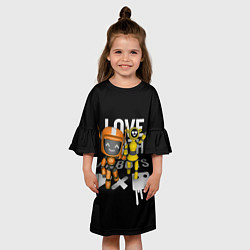 Платье клеш для девочки 3д роботы с подписью, цвет: 3D-принт — фото 2