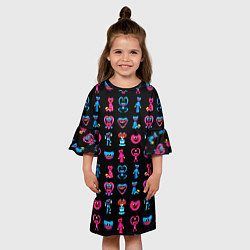 Платье клеш для девочки POPPY PLAYTIME HAGGY WAGGY AND KISSY MISSY PATTERN, цвет: 3D-принт — фото 2