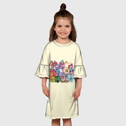 Платье клеш для девочки Poppy Playtime - Chapter 2 все персонажи из игры, цвет: 3D-принт — фото 2