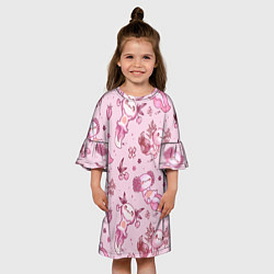 Платье клеш для девочки Аксолотль саламандра, цвет: 3D-принт — фото 2