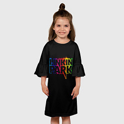 Платье клеш для девочки Linkin Park neon, цвет: 3D-принт — фото 2