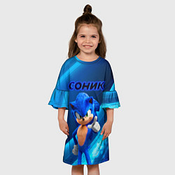 Платье клеш для девочки Соник абстракция яркая, цвет: 3D-принт — фото 2