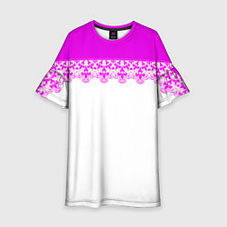 Платье клеш для девочки White and pink lace pattern, цвет: 3D-принт
