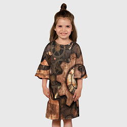 Платье клеш для девочки Композиция из шестерёнок Steampunk, цвет: 3D-принт — фото 2