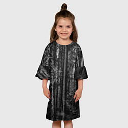 Платье клеш для девочки Темный жуткий лес, цвет: 3D-принт — фото 2