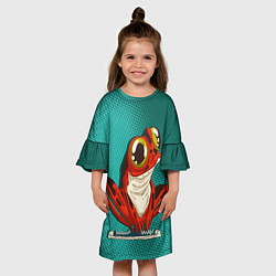 Платье клеш для девочки Странная красная лягушка, цвет: 3D-принт — фото 2