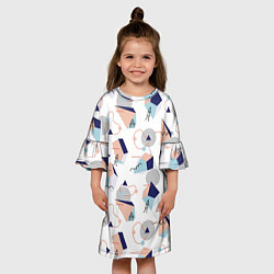 Платье клеш для девочки Многоугольники и Круги, цвет: 3D-принт — фото 2