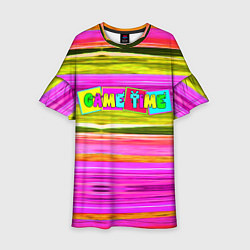 Платье клеш для девочки Game time Абстрактный полосатый узор, цвет: 3D-принт