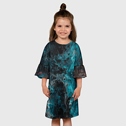 Платье клеш для девочки Неоновая краска во тьме - Светло-синий, цвет: 3D-принт — фото 2