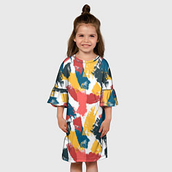 Платье клеш для девочки Мазки краской Паттерн, цвет: 3D-принт — фото 2