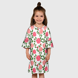 Платье клеш для девочки SOFT PINK ROSES, цвет: 3D-принт — фото 2