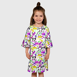 Платье клеш для девочки Разноцветные цифры и алфавит school, цвет: 3D-принт — фото 2