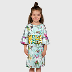 Платье клеш для девочки Мама - буквы в полосочку, цвет: 3D-принт — фото 2