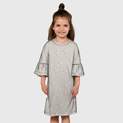 Платье клеш для девочки Серебряные сердечки на сером фоне, цвет: 3D-принт — фото 2