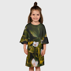 Платье клеш для девочки Цветы колокольчик - весна, цвет: 3D-принт — фото 2