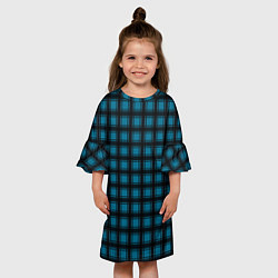 Платье клеш для девочки Black and blue plaid, цвет: 3D-принт — фото 2