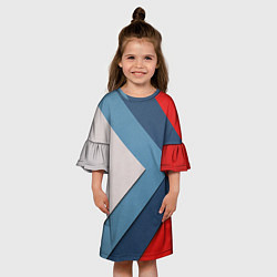 Платье клеш для девочки Абстрактная геометрия - Синий, цвет: 3D-принт — фото 2